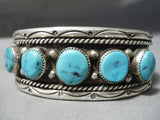 Dynamic Vintage Native American Navajo Turquoise Sterling Silver Bracelet Old-Nativo Arts