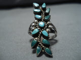 Incredible Vintage Navajo Native American Sterling Silver Green Turquoise Ring-Nativo Arts