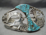 One Of The Best Vintage Native American Navajo Kokopelli #8 Turquoise Sterling Silver Bracelet-Nativo Arts