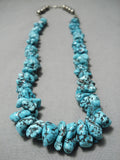 Stunning Vintage Native American Navajo Spiderweb Turquoise Nugget Sterling Silver Necklace Old-Nativo Arts