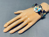 Native American Beautiful Hummingbird Vintage Navajo Turquoise Sterlijng Silver Bracelet-Nativo Arts
