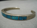 Exquisite Vintage Native American Navajo Rectangular Turquoise Inlay Sterling Silver Bracelet-Nativo Arts