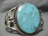 One Of The Best Vintage Native American Navajo Blue Diamond Turquoise Sterling Silver Bracelet-Nativo Arts