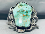 Mens Huge Heavy Vintage Native American Navajo Royston Turquoise Sterling Silver Bracelet Old-Nativo Arts