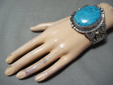 Monstrous Vintage Native American Navajo Blue Diamond Turquoise Sterling Silver Bracelet-Nativo Arts