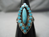 Quality Vintage Native American Navajo Turquoise Sterling Silver Snake Eyes Ring-Nativo Arts