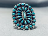 One Of The Best Vintage Native American Zuni Turquoise Cluster Sterling Silver Ring Old-Nativo Arts