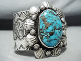 Signed Vintage Native American Navajo Blue Diamond Turquoise Sterling Silver Bracelet-Nativo Arts