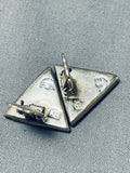 Important Kenneth Begay Vintage Native American Navajo Sterling Silver Triangular Earrings-Nativo Arts
