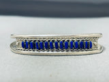 Elegant Vintage Native American Zuni Lapis Sterling Silver Bracelet-Nativo Arts