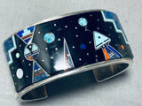 One Of The Finest Vintage Native American Navajo Turquoise Inlay Sterling Silver Bracelet-Nativo Arts