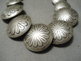 Heavy Museum Quality Vintage Native American Navajo Hand Tooled Sterling Silver Bead Necklace-Nativo Arts