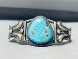 Leo Martinez Vintage Native American Navajo Turquoise Sterling Silver Shell Bracelet-Nativo Arts