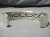 Heavy Men's Big Vintage Native American Navajo Deep Stamp Sterling Silver Bracelet-Nativo Arts