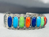 Rainbow Stones Vintage Southwest Sterling Silver Bracelet-Nativo Arts