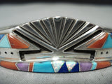 Native American Important Vintage Navajo Turquoise Inlay Sterling Silver Bracelet-Nativo Arts