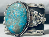 Colossal Native American Navajo Signed Pilot Mountain Turquoise Sterling Silver Bracelet-Nativo Arts