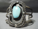 Wonderful Vintage Native American Navajo Towering Leaf Sterling Silver Turquoise Bracelet-Nativo Arts