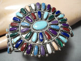 Rare Colorful Vintasge Native American Navajo Turquoise Coral Sterling Silver Bracelet-Nativo Arts