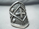 Superb Navajo Sterling Silver Cross Ring Native American-Nativo Arts
