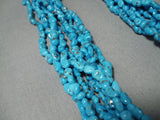 Opulent Vintage Native American Navajo Rare Turquoise Sterling Silver Cone Necklace Old-Nativo Arts