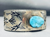 Detailed Symbolic Vintage Native American Navajo Turquoise Sterling Silver Bird Bracelet-Nativo Arts