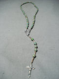 Rare Native American Navajo Green Turquoise Sterling Silver Rosary Necklace-Nativo Arts