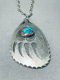 Magnificent Vintage Native American Hopi Bisbee Turquoise Sterling Silver Necklace-Nativo Arts