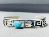 Incredible Native American Navajo Singer Turquoise Sterling Silver Geometric Designs Bracelet-Nativo Arts