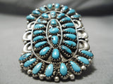 Giant Important Vintage Native American Navajo Teardrop Turquoise Sterling Silver Ring-Nativo Arts