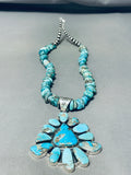 Majestic Native American Navajo Turquoise Sterling Silver Gigantic Necklace-Nativo Arts