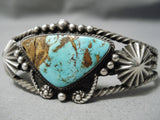 Opulent Vintage Native American Navajo Huge Button Sterling Silver Turquoise Bracelet Old-Nativo Arts