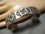Thick And Sturdy!! Vintage Native American Navajo Whilring Logs Sterling Silver Ingot Bracelet-Nativo Arts