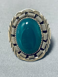 Dynamic Joe Tso Native American Navajo Jade Sterling Silver Ring Signed Jo Tso-Nativo Arts