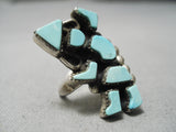 Intrciate! Vintage Zuni Native American Kachina Turquoise Dancer Ring-Nativo Arts