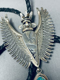 One Of The Finest Vintage Native American Navajo Turquoise Sterling Silver Bolo Tie-Nativo Arts
