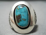 Important Vintage Native American Navajo Tommy Jackson Morenci Turquoise Sterling Silver Ring-Nativo Arts