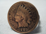 1903 Navajo Indian Head Penny Sterling Silver Ring Native American-Nativo Arts