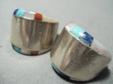 Native American Women's Vintage Navajo Turquoise Inlay Sterling Silver Earrings-Nativo Arts