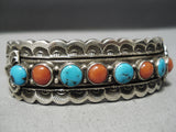 Thick Heavy Vintage Native American Navajo Angie Miller Turquoise Sterling Silver Bracelet-Nativo Arts