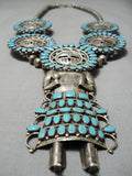 Larry Mos Begay Vintage Native American Navajo Turquoise Sterling Silver Squash Blossom Necklace-Nativo Arts