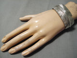 Important Dense Hand Carvings Vintage Native American Navajo Sterling Silver Bracelet-Nativo Arts