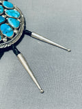 Fascinating Vintage Native American Navajo 11 Morenci Turquoise Sterling Silver Bolo-Nativo Arts