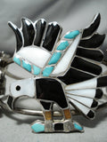 Native American Best Vintage Navajo Turquoise Inlay Eagle Sterling Silver Bracelet-Nativo Arts