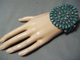 One Of The Best Vintage Native American Navajo Turquoise Cluster Sterling Silver Bracelet Old-Nativo Arts