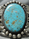 Heavy Vintage Native American Navajo Old Morenci Turquoise Sterling Silver Bracelet Cuff-Nativo Arts