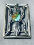 Royston Turquoise Vintage Native American Navajo Sterling Silver Buckle Signed-Nativo Arts