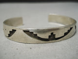 Marvelous Vintage Native American Navajo Tsosie Sterling Silver Geometric Bracelet Old Cuff-Nativo Arts
