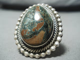 Incredible Navajo Green Kingman Turquoise Sterling Silver Ring Native American-Nativo Arts