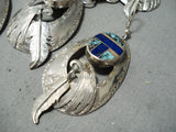 Important Vintage Native American Navajo Tommy Jackson Turquoise Inlay Sterling Silver Necklace-Nativo Arts